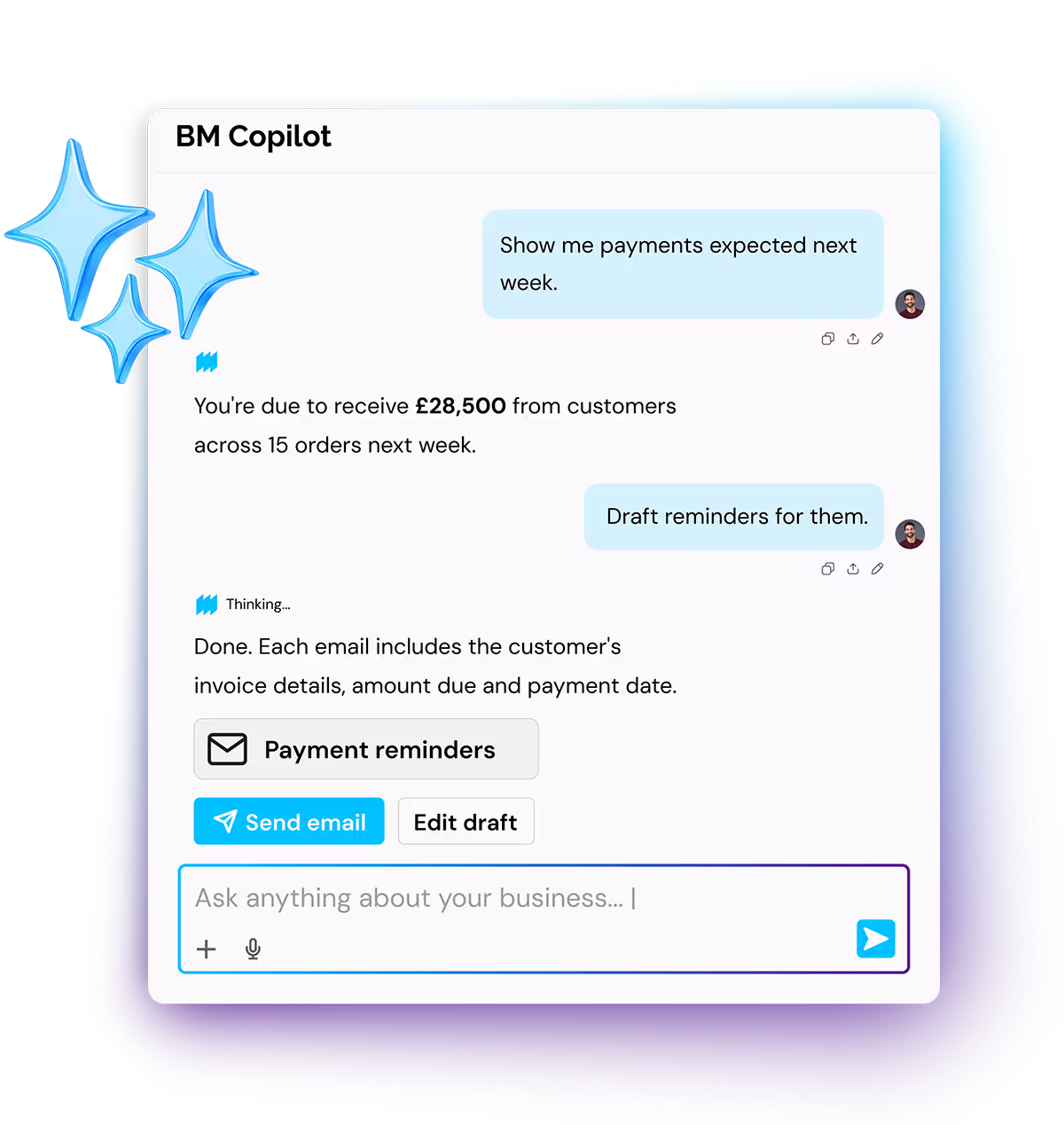 BM Copilot answering a question about sales in BlindMatrix